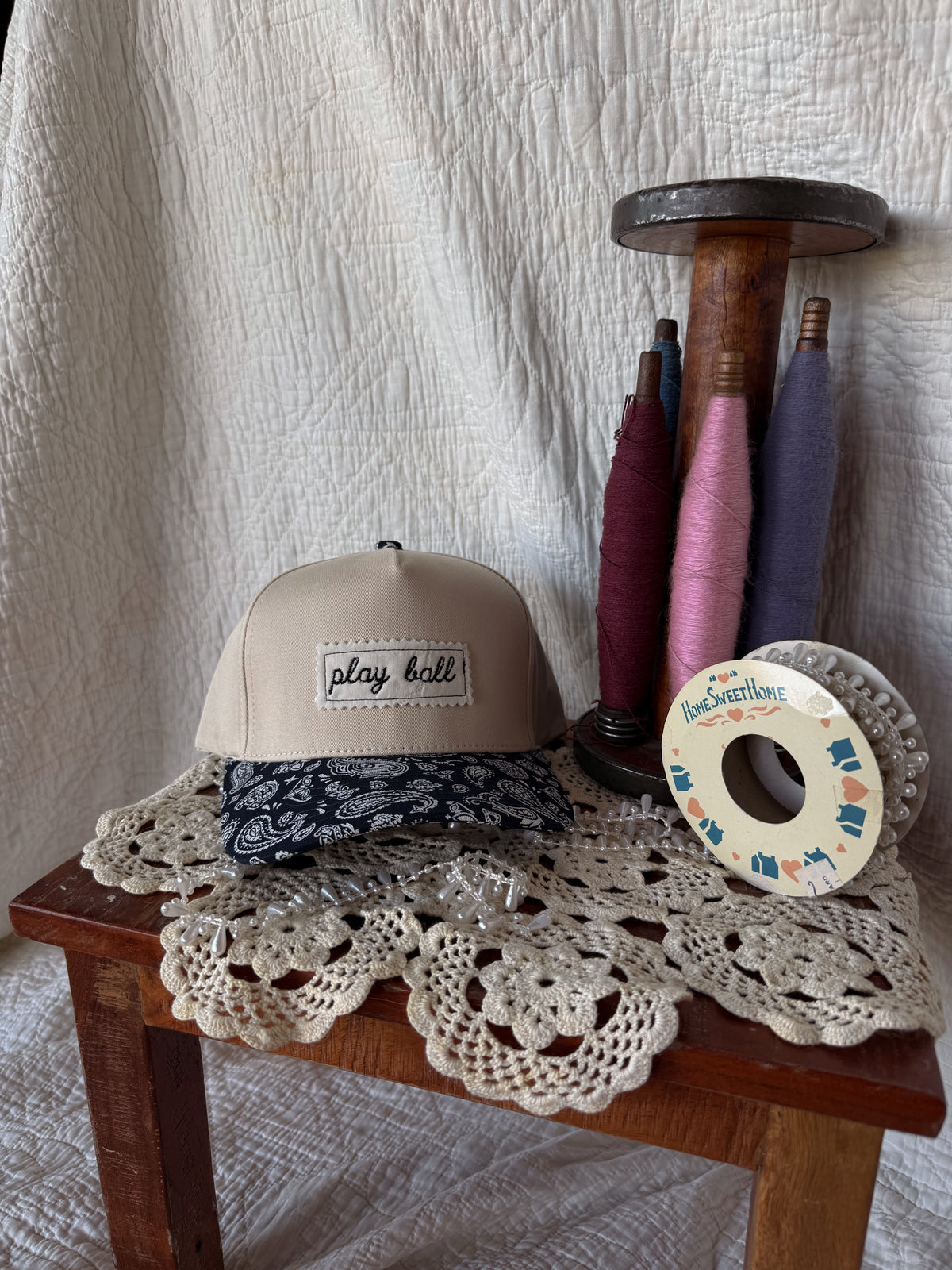 play ball black & navy paisley hat