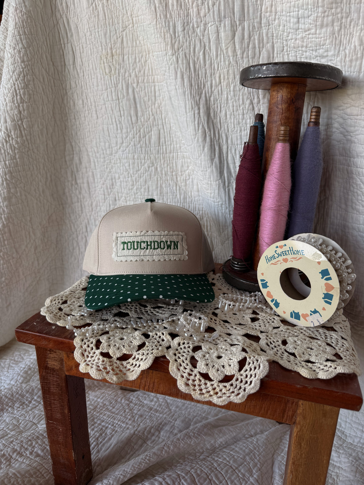 touchdown green polkadot hat