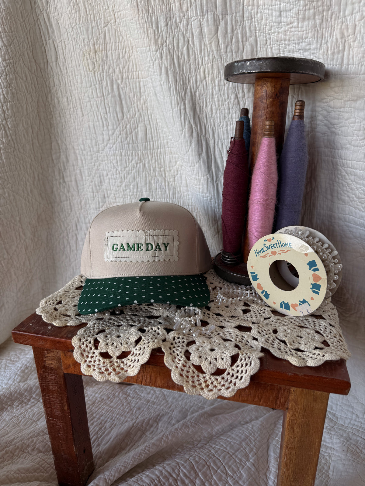 gameday green polkadot hat