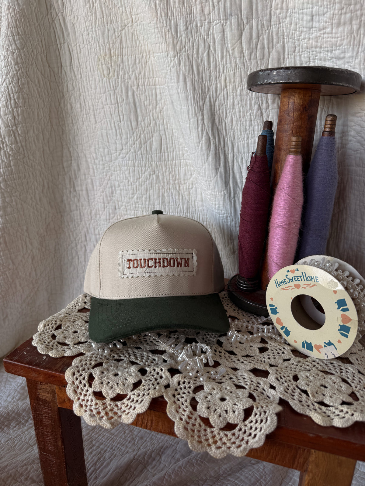 touchdown olive green suede hat